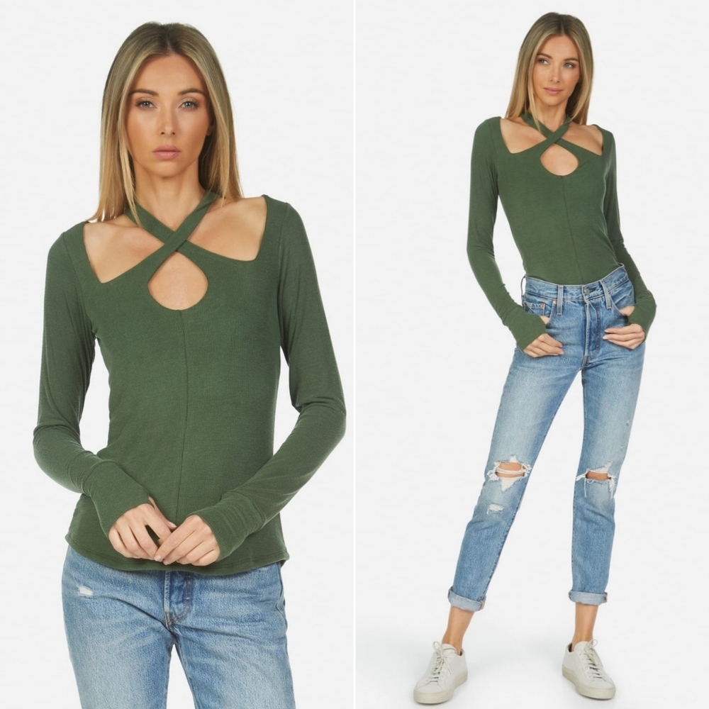 Michael Lauren Green Crisscross Top